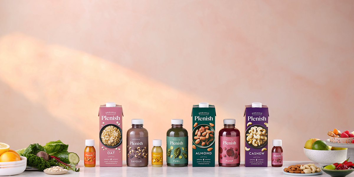 Plenish unveils new branding for plant-based milks, juices and shots